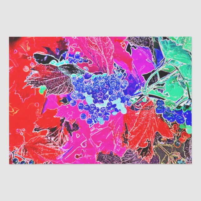 PAPIER MOUSSELINE BERRIES ET FEUILLES (Recto)