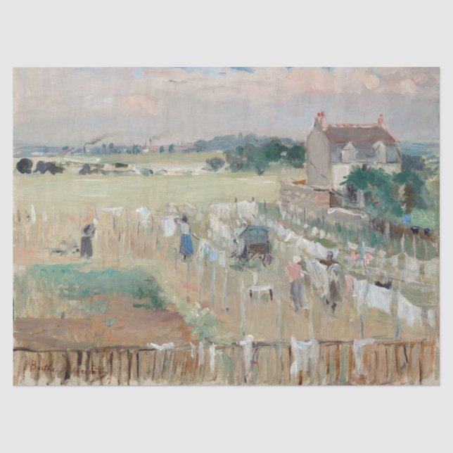 Papier Mousseline Berthe Morisot - Hanging the Laundry out to Dry (Recto)