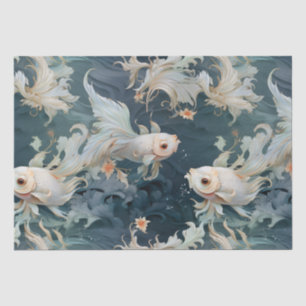 Papier Mousseline Bêta poisson bleu blanc
