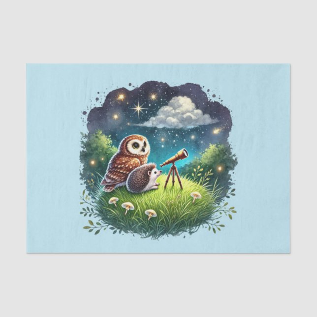 Papier Mousseline Bêtes de bois mignonnes chaudières de choux hériss (Recto)