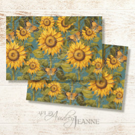 Papier Mousseline Beurre de tournesol d'automne Turquoise Ephémère D