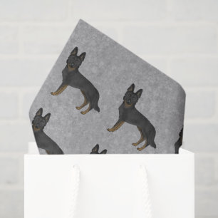 Papier Mousseline Bi-Black Allemand Berger Cartoon Chien Motif Gris