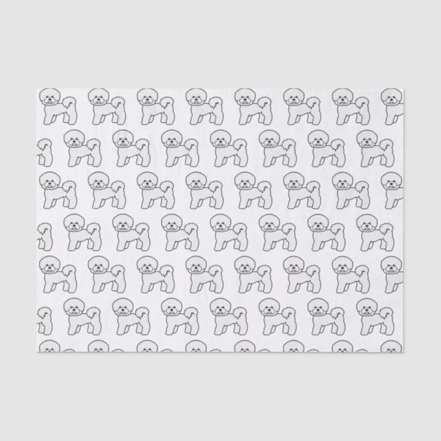 Papier Mousseline Bichon Frise mignonne Motif d'illustration de chie (Recto)