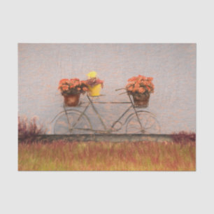 Papier Mousseline Bicycle Vintage Antique Automne Floral Victorien