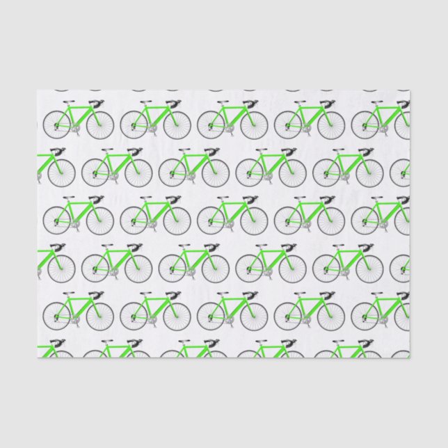 Papier Mousseline Bicyclette verte sur papier blanc (Recto)