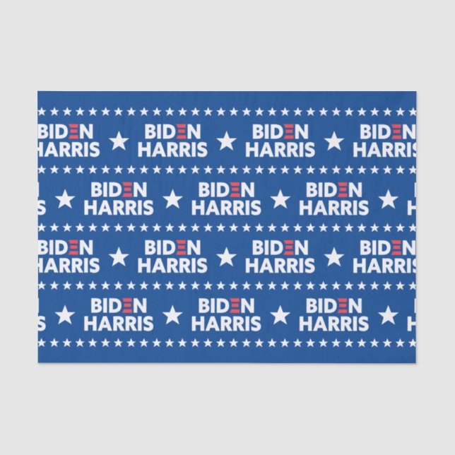 Papier Mousseline Biden / Harris White Stars Motif Blue (Recto)