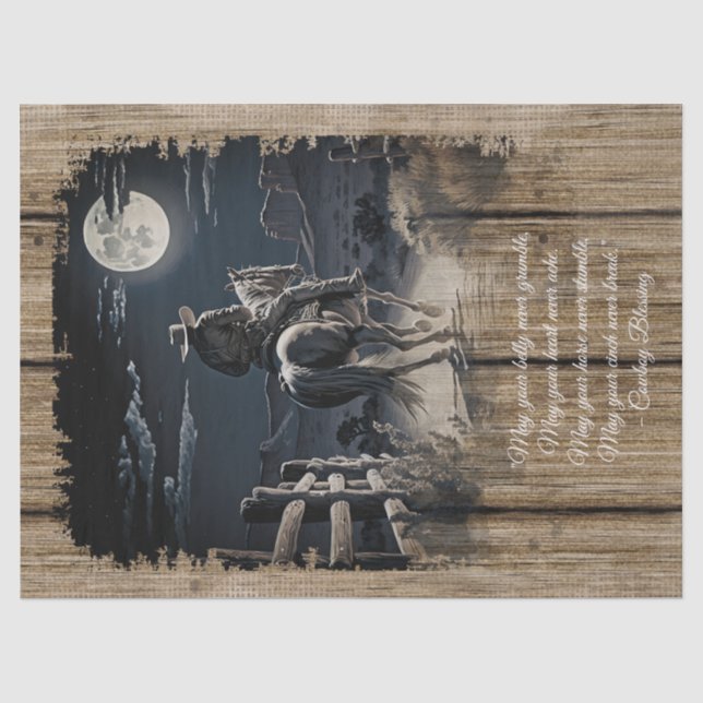 Papier Mousseline Bienheureux Cowboy Cheval Occidental Homme (Recto)