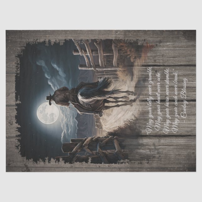 Papier Mousseline Bienheureux Cowboy Cheval Occidental Homme (Recto)