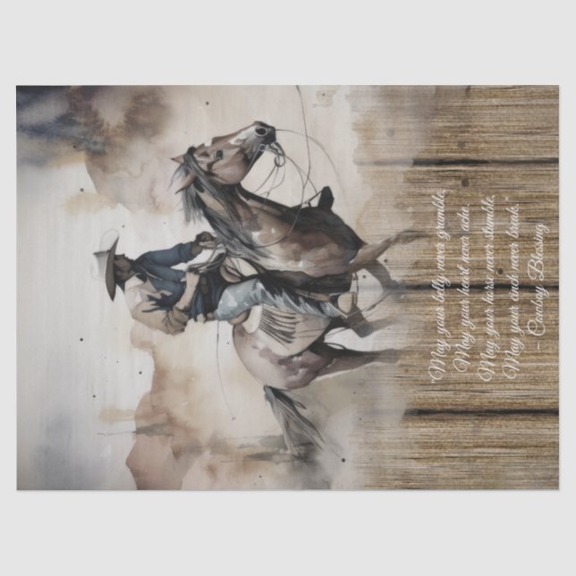 Papier Mousseline Bienheureux Cowboy Cheval Occidental Homme (Recto)