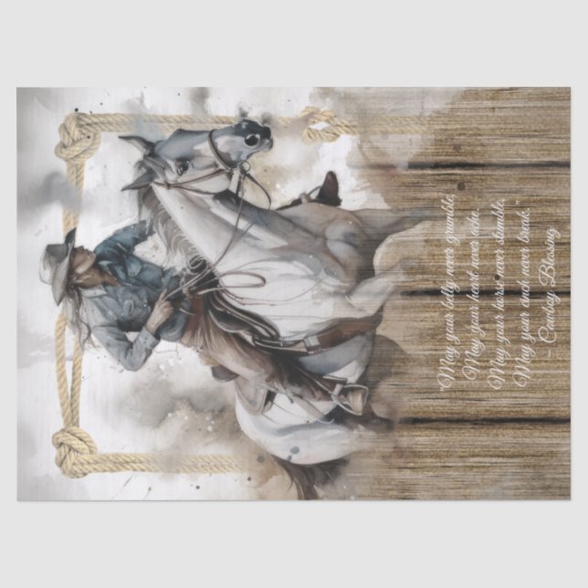 Papier Mousseline Bienheureux Cowboy Cheval Occidental Homme (Recto)