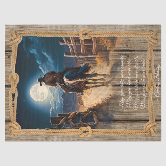 Papier Mousseline Bienheureux Cowboy Cheval Occidental Homme (Recto)