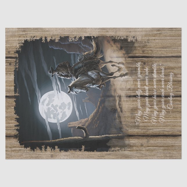 Papier Mousseline Bienheureux Cowboy Cheval Occidental Homme (Recto)