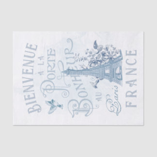 Papier Mousseline Bienvenue Paris Tour Eiffel Découpage bleu françai