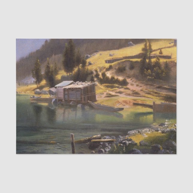 Papier Mousseline Bierstadt - Camp de pêche et de chasse,  (Recto)