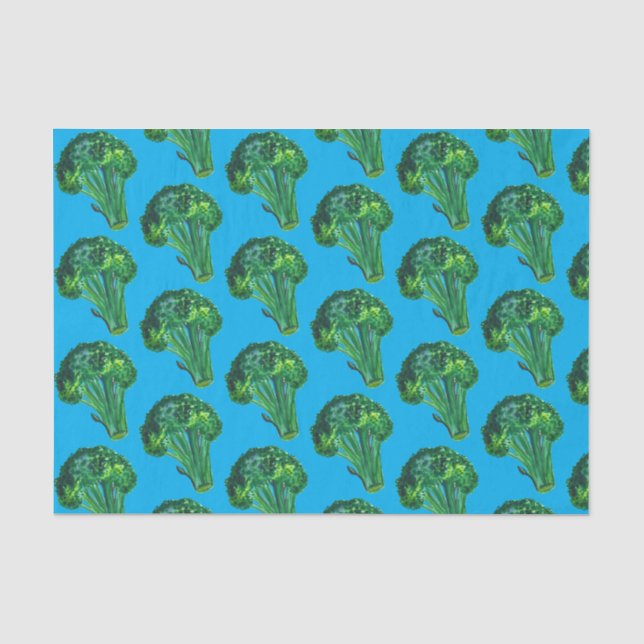 Papier Mousseline Big Broccoli Aquarelle bleu cadeau (Recto)