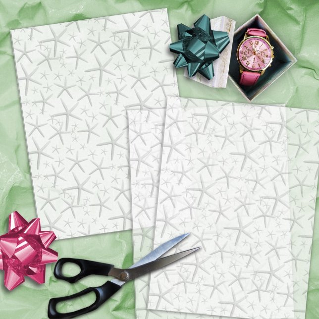 Papier Mousseline Big Starfish Motif sur le papier Tissu Blanc (Créateur téléchargé)