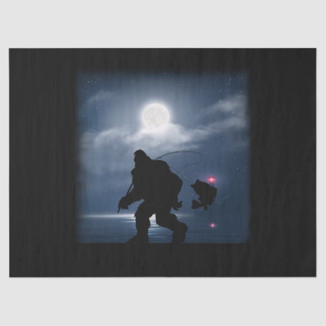 Papier Mousseline Bigfoot Fishing Funny Sasquatch et Fish Night Fis (Recto)