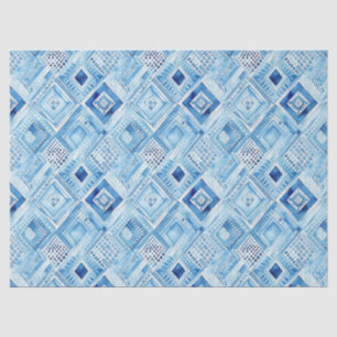 Papier Mousseline Bijou Carré Batik Blanc Bleu