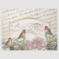 Bird Nest Gold Floral Carte Postale Script Françai