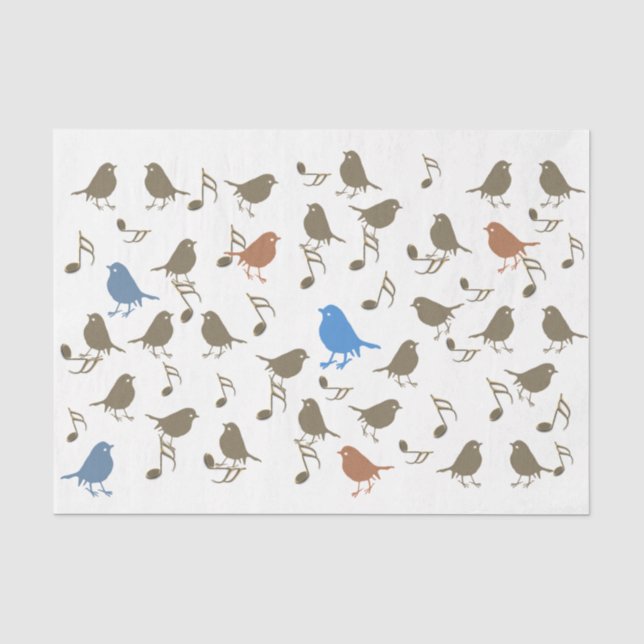 Papier Mousseline Bird Song Music Note Collage Découpage (Recto)