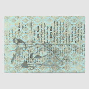 Papier Mousseline Birds français Turquoises 10lb 15 x 20 découpage