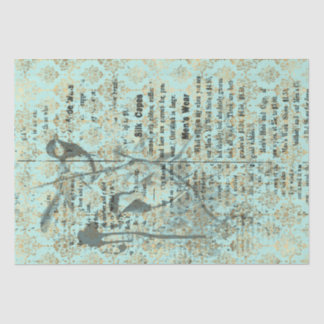 Papier Mousseline Birds français Turquoises 10lb 15 x 20 découpage