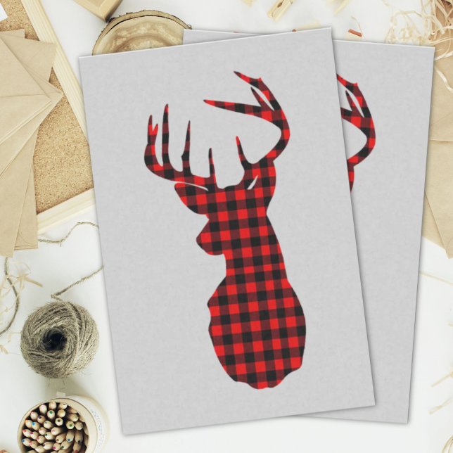 Papier Mousseline bison rouge cabine du pays plaid noël cerf (country cabin red buffalo plaid christmas deer tissue paper)