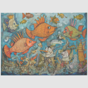 Papier Mousseline Bizarre Sous La Mer Cartoon Enfants Collage Découp