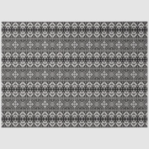 Papier Mousseline Black and White Christmas Fair Isle Motif
