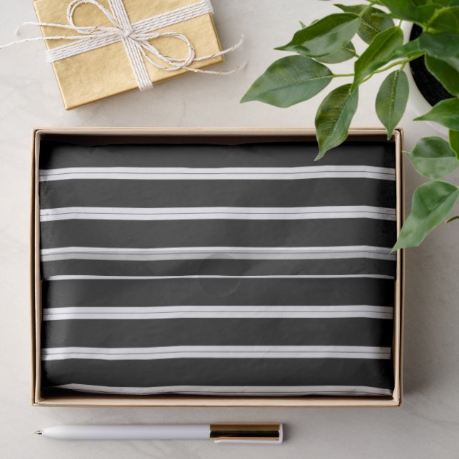 Papier Mousseline black and white with black pinstripes  (Cadeau)