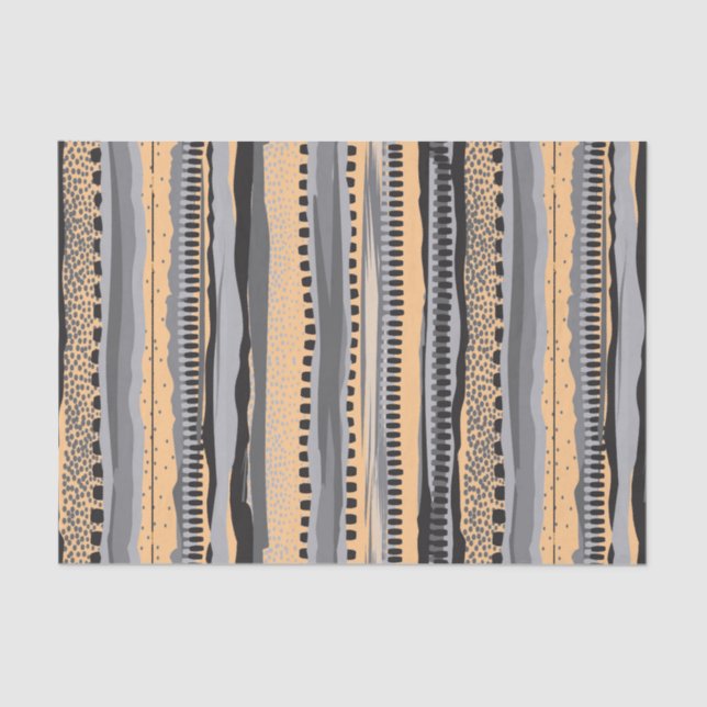 Papier Mousseline Black and yellow tribal geometric shapes pattern (Recto)