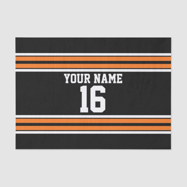 Papier Mousseline Black avec Orange White Stripes Team Jersey (Recto)