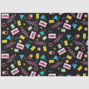 Papier Mousseline Black Colorful Eighties 80's Retro Motif