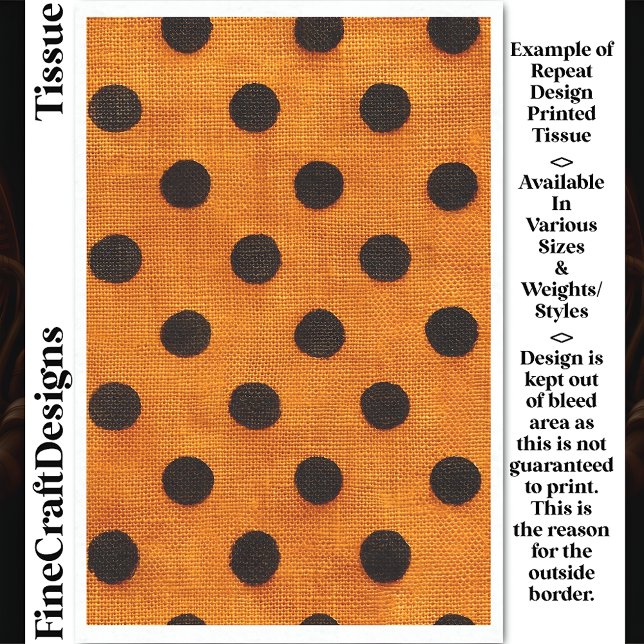 Papier Mousseline Black Dots on Orange Repeat Design DW2 Decoupage (Créateur téléchargé)