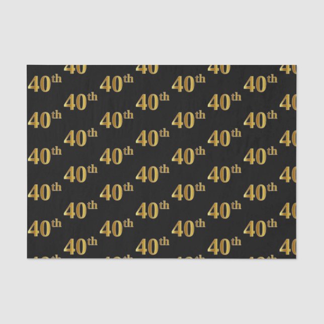 Papier Mousseline Black, Faux Gold 40e (Quarantième) (Recto)