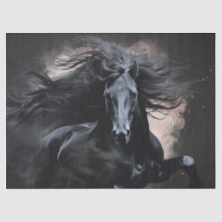 Papier Mousseline Black Friesian Horse Decoupage