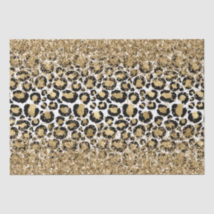 Papier Mousseline Black Gold Empreinte de léopard Glitz