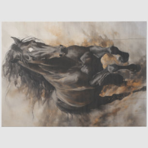 Papier Mousseline Black Horse Galloping