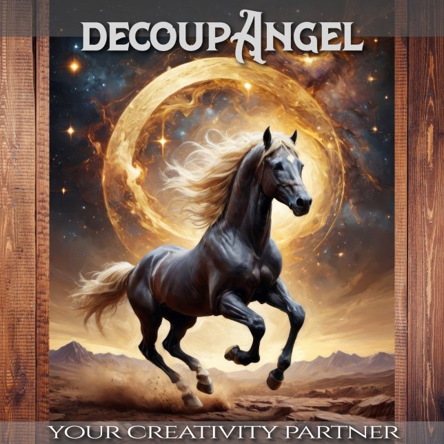 Papier Mousseline Black Horse Moonlight Majesty - Découpage - (Créateur téléchargé)