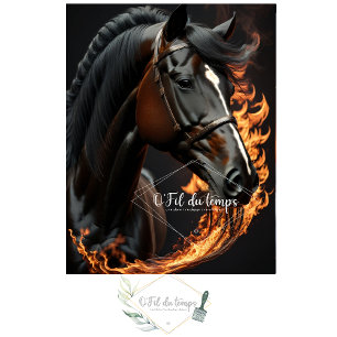 Papier Mousseline Black Horse on Fire v2 decoupage