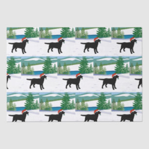 Papier Mousseline Black Labrador Christmas Winter View