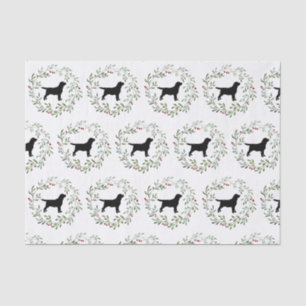 Papier Mousseline Black Labrador Retriever Christmas Wreath Dog