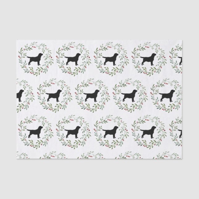 Papier Mousseline Black Labrador Retriever Christmas Wreath Dog (Recto)