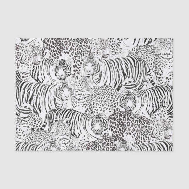Papier Mousseline Black Leopard Tiger Animals Pattern (Recto)