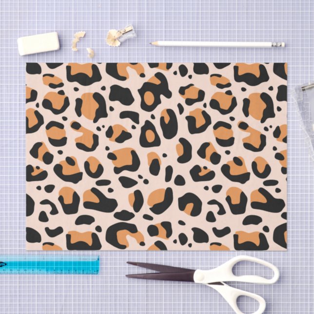 Papier Mousseline Black Orange Funky Leopard Print Decoupage (Artisanat)