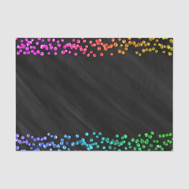 Papier Mousseline Black Rainbow Confetti Dots Fun Party (Recto)
