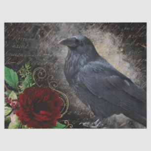 Papier Mousseline Black Raven Rose Whimsical