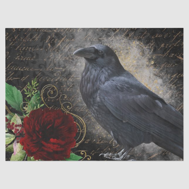 Papier Mousseline Black Raven Rose Whimsical (Recto)