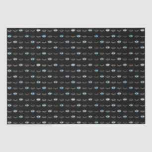Papier Mousseline Black & Silver Blue Evil Eye Eyelashes Nazar Mati