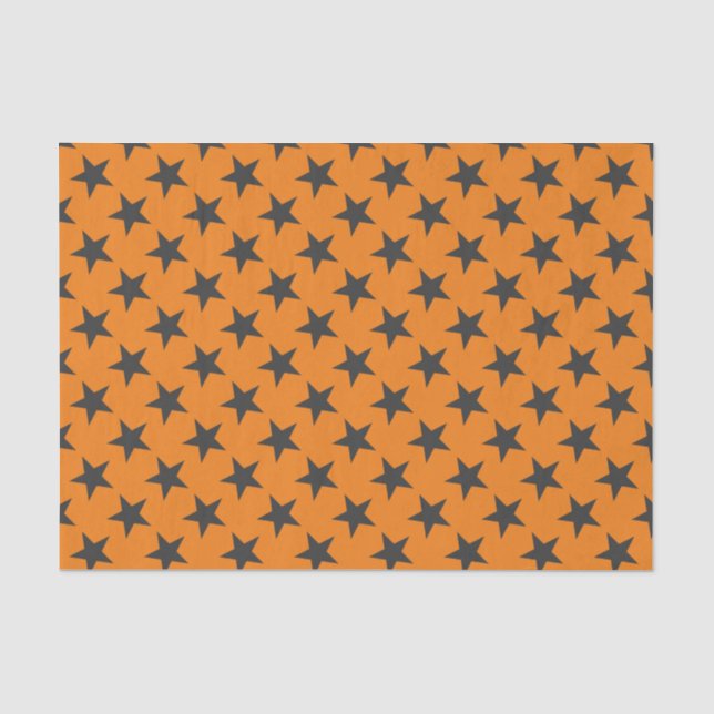 Papier Mousseline Black Stars sur Citrouille (Recto)